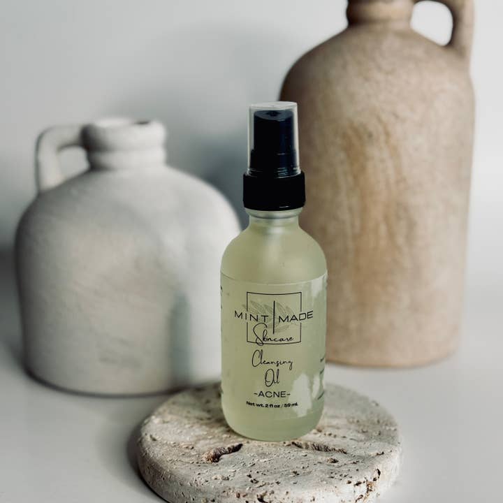 Acne Cleansing Oil | Kalahari Melon Seed Oil Cleanser for wholesale by Mint Made Artisan Soaps and Holistic Skincare