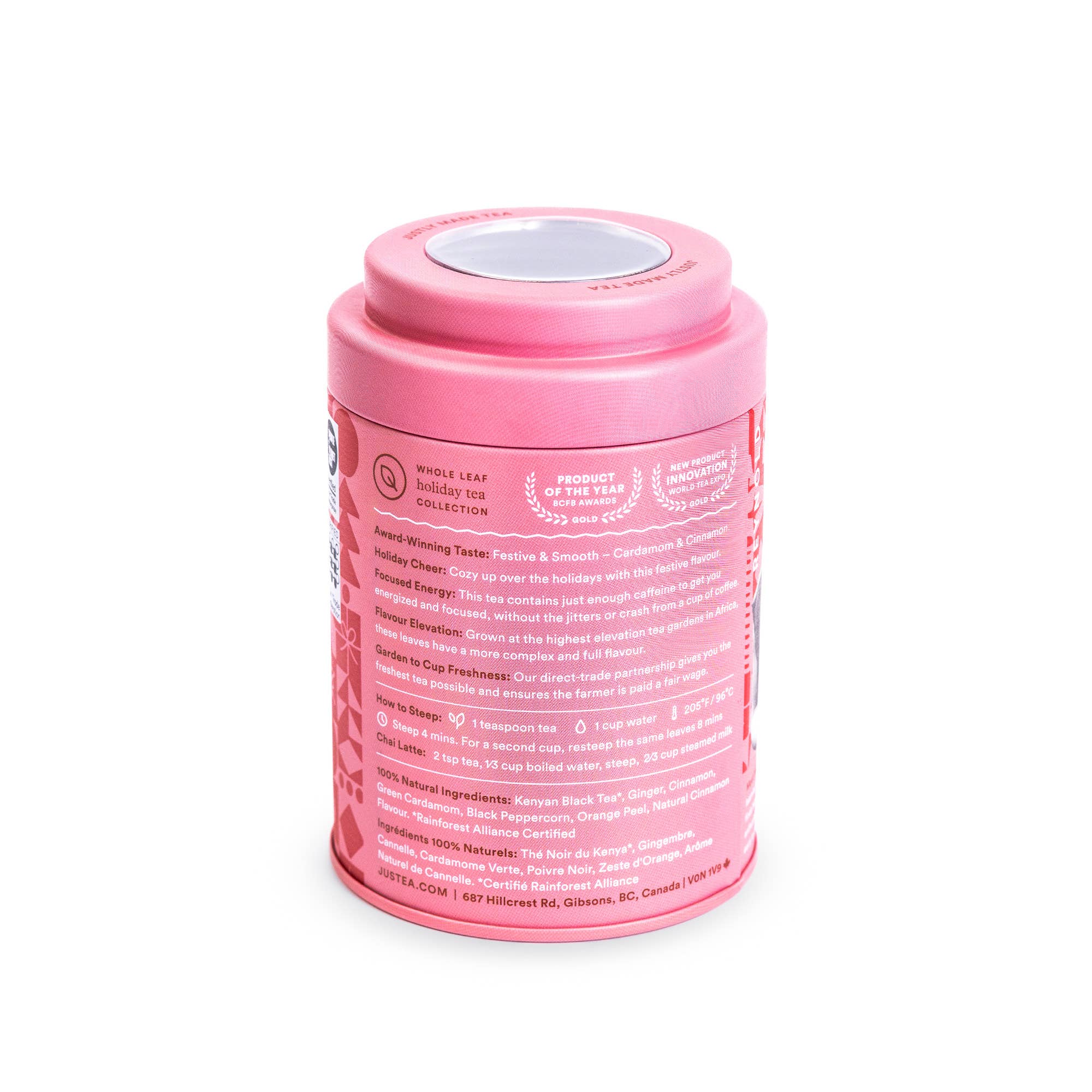 JusTea (No Import Fees to USA) - Wholesale Loose Tea - HOLIDAY SPICE Tin & Spoon - Organic, Fair-Trade, Black Tea2