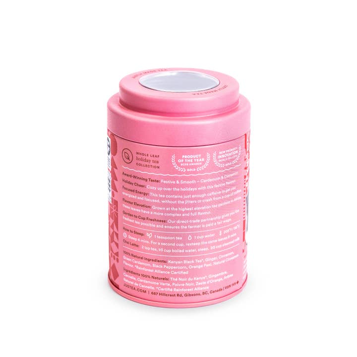 JusTea (No Import Fees to USA) - Wholesale Loose Tea - HOLIDAY SPICE Tin & Spoon - Organic, Fair-Trade, Black Tea2