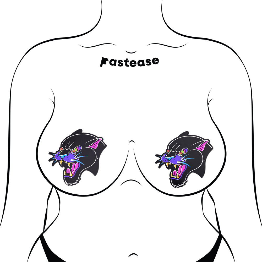 Pastease® – Großhandel Brustwarzenabdeckung – Damen – Black Panther Roaring Cougar Diamond Thom™ Pasteten2