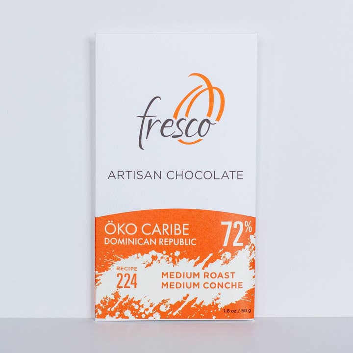 Öko Caribe 72% Medium Roast Chocolate - Recipe 224 for wholesale by Fresco Chocolate