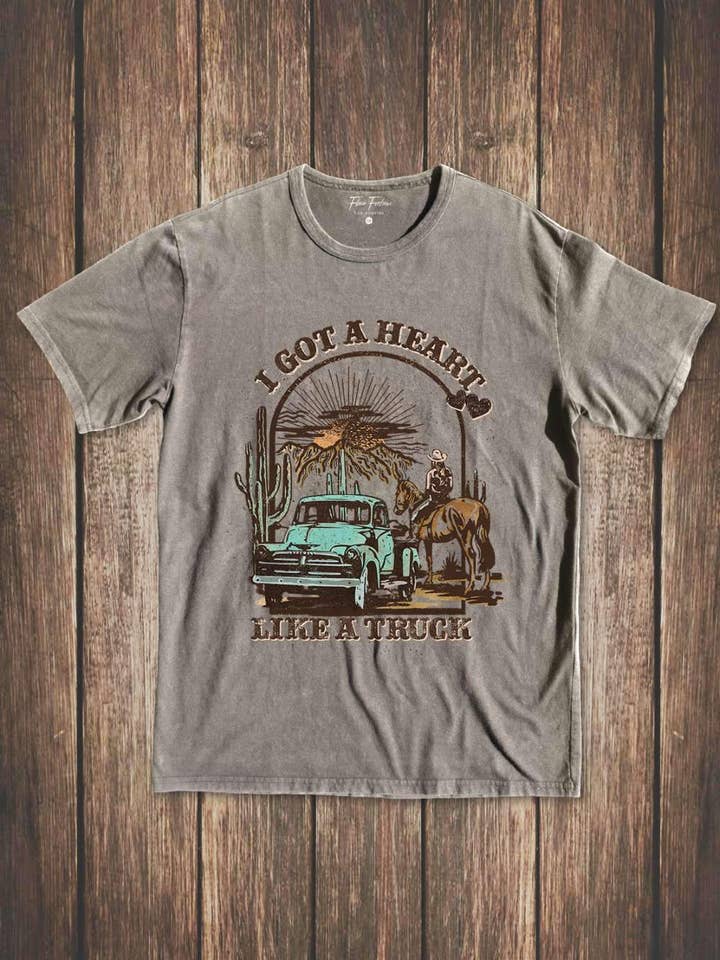 i got a heart like a truck graphic tee for wholesale by Fashion Combination