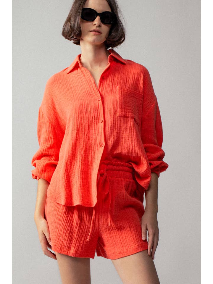 Urban Daizy - Wholesale Lounge Set - Women's - Crinkle Cotton Gauze Resort Button-Up Set35