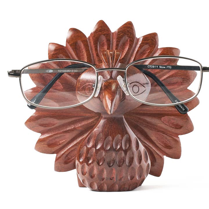 Matr Boomie Fair Trade – wholesale Fodral för glasögon och solglasögon - Unisex – Peacock Glasögon Hållare Stand - Handgjorda Trä0