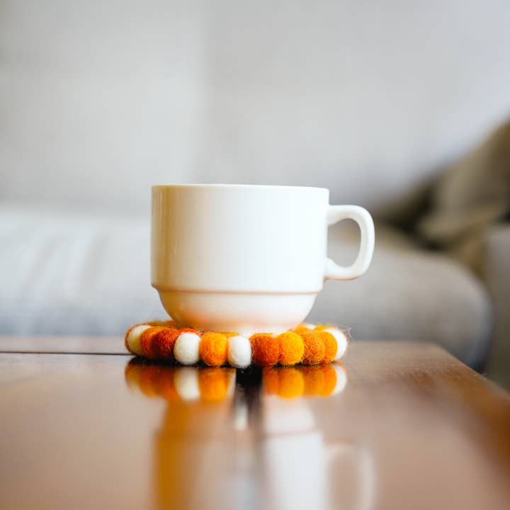 Everest Pet Supply & Gifts - Wholesale Coasters - Orange Hue Coaster Set of 4, Handmade, Felted 1