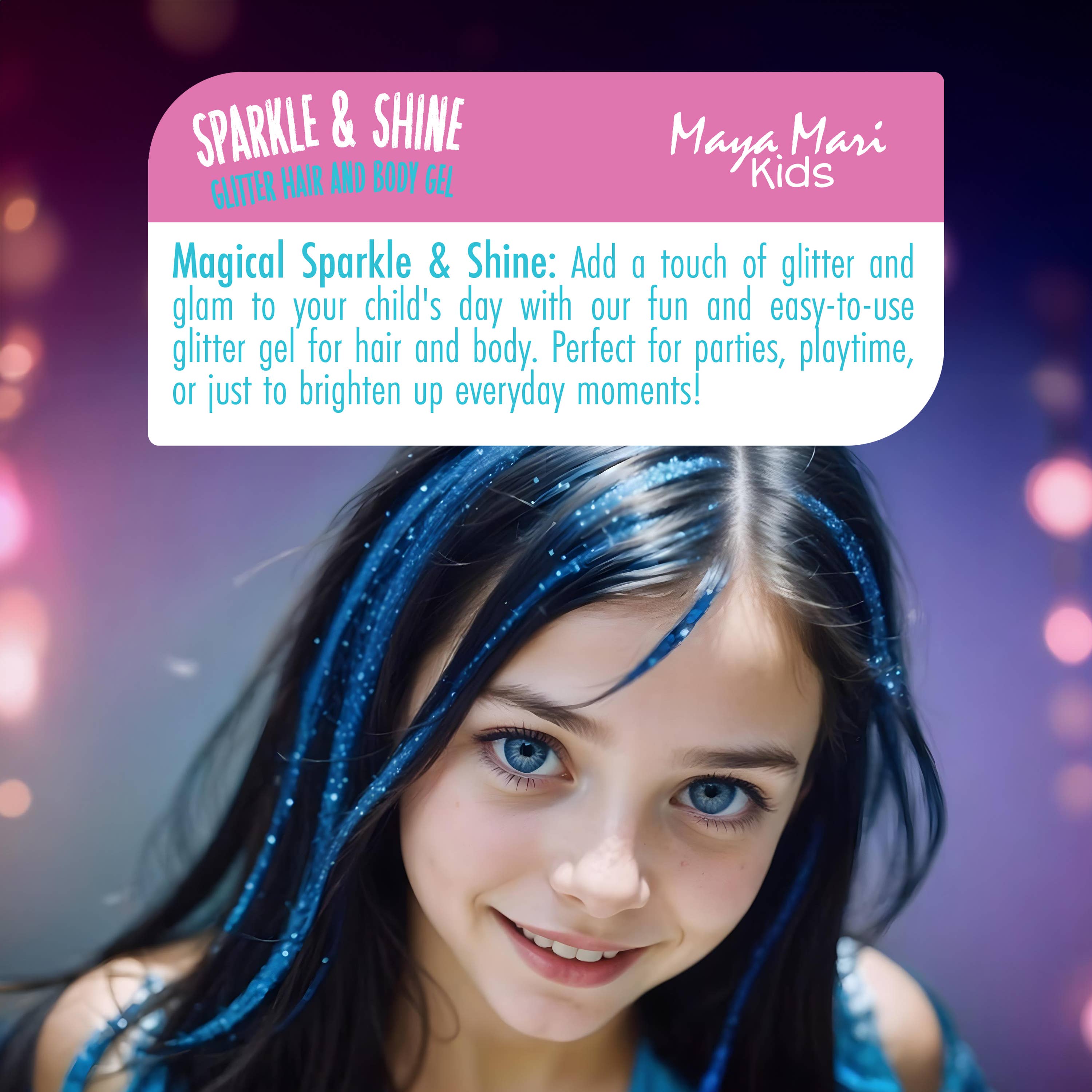 Maya Mari Kids Haircare - Wholesale Hair Styling Gel/Mousse - Maya Mari Kids Sparkle & Shine Glitter Hair and Body Gel2