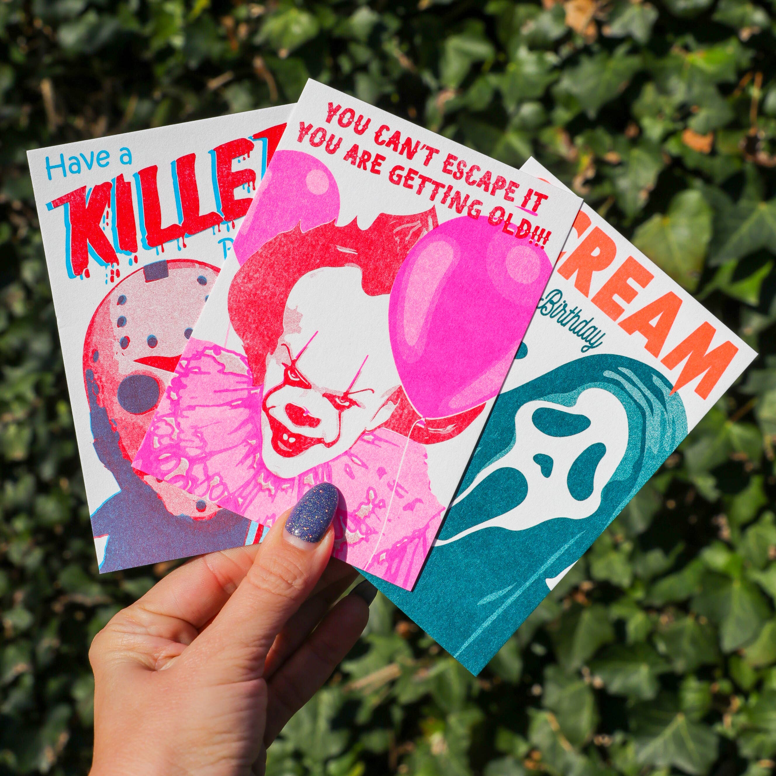 Studio Inktvis - Wholesale Birthday Card - Postcard Postcard Pennywise you can't escape IT risoprint8