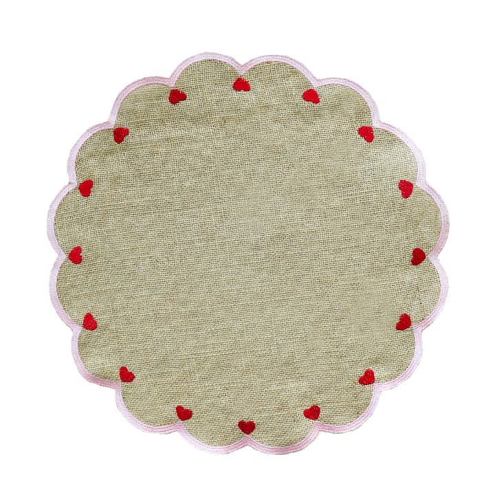 Set de sets de table Saint-Valentin en toile de jute pour la vente par Klatso