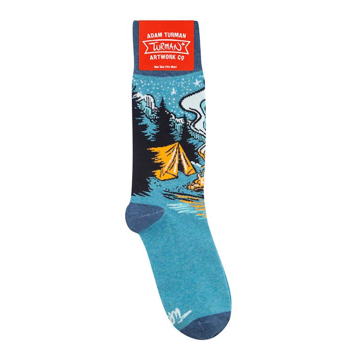 Funatic - About Face Designs - Nice Enough Merch Co - Wholesale Socks - Unisex - Adam Turman - Campfire Camping Socks | Funatic