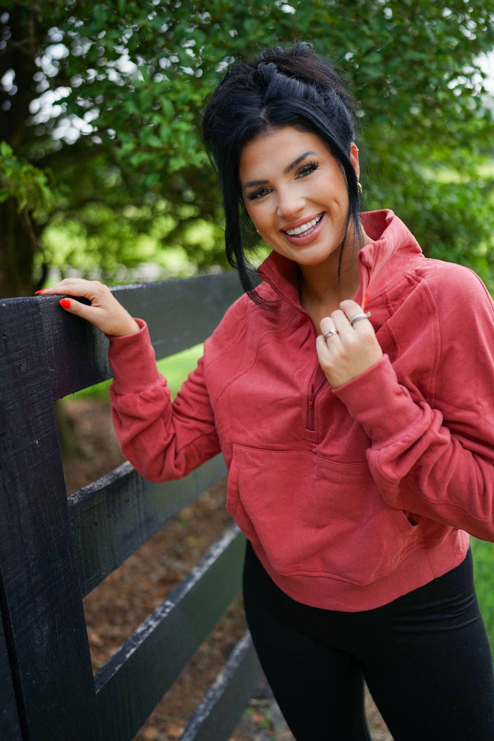 Poppy Lee Lane – Sweatshirt - Mulher por atacado – Gola Zip Up Stand Rib Sweatshirt Mangas3