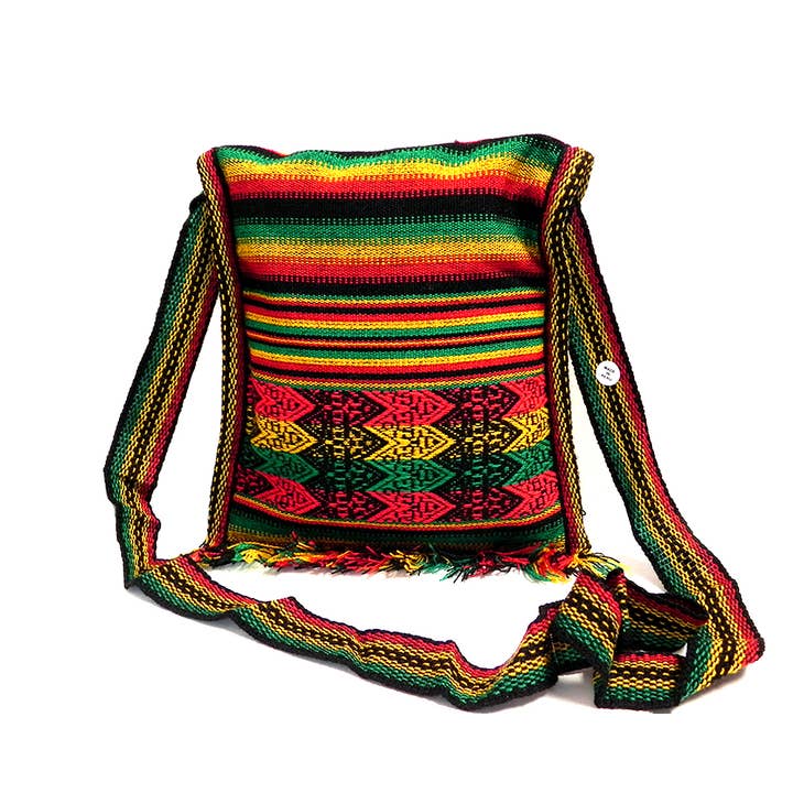 Pichincha - Wholesale Crossbody Bag - Women's - Rasta Tribal Peruvian Square Fringe Jr Crossbody Purse Bag