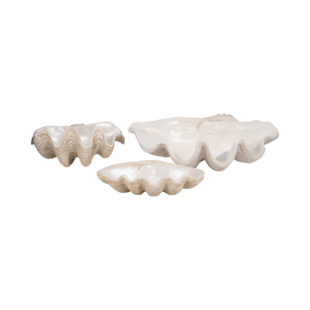 Sagebrook Home - Wholesale Decorative Plate/Dish/Bowl - Decorative Bowl - Ivory Resin Coastal Wavy Rim, 16 in.11