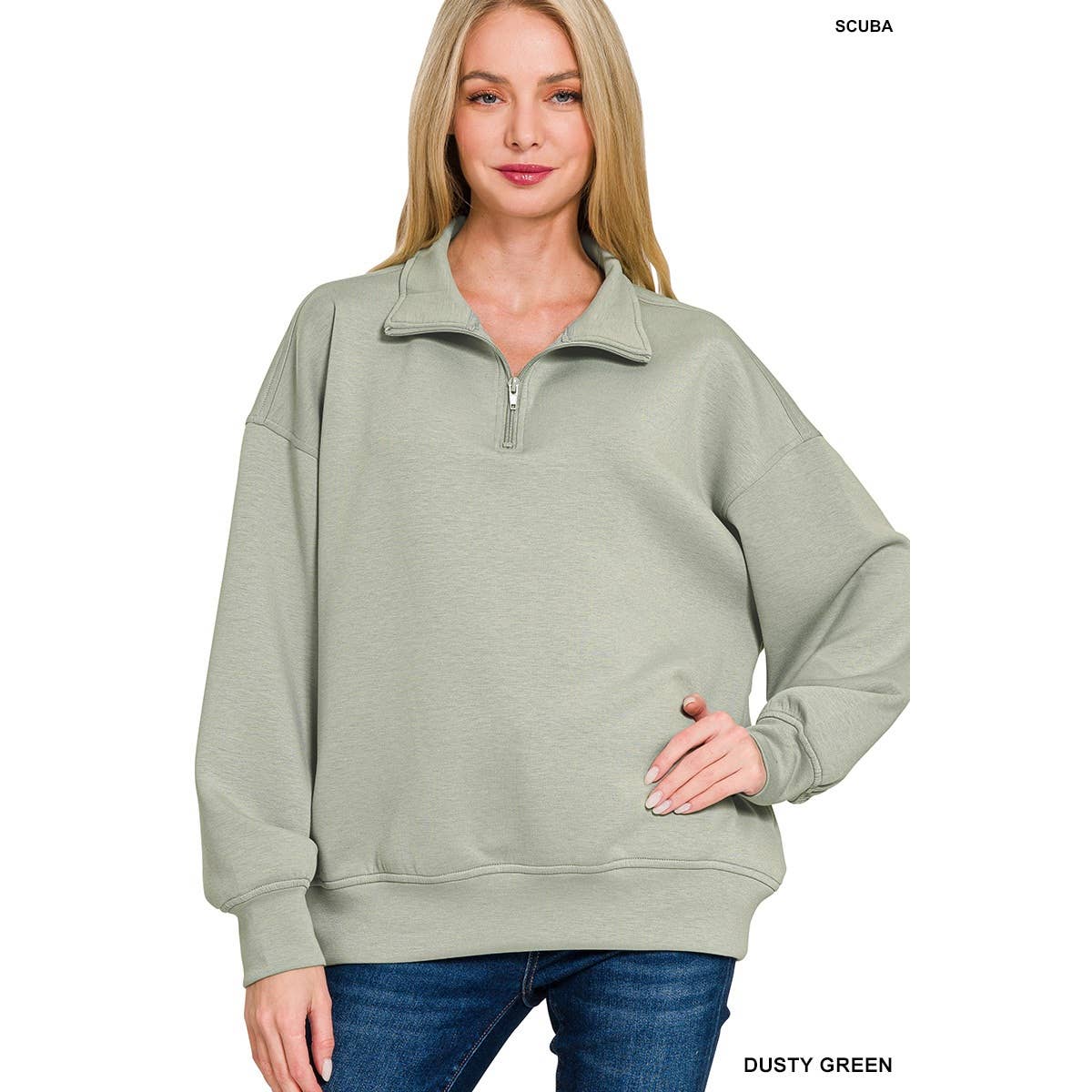 Apolline – wholesale Sweatshirt - Dam – Scuba tröja med halv dragkedja0