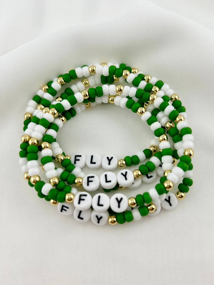 Fly Green White Bracelet for wholesale by Back Bay Bead Company