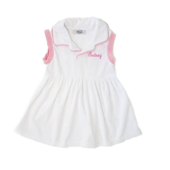 Terry Polo Dress, White for wholesale by Stitch Monograms