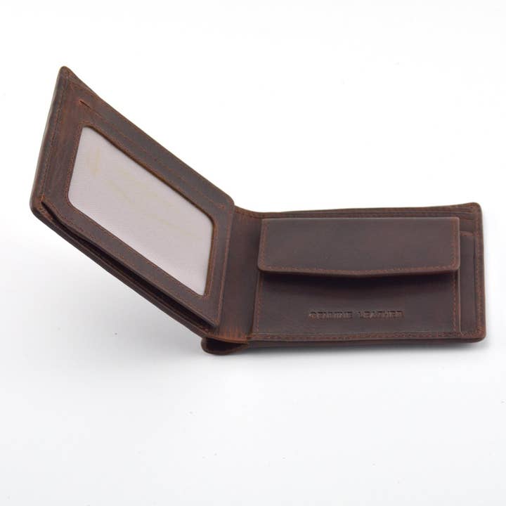 Exclusive Art Inc - Vente Portefeuille – homme - Portefeuille en cuir vintage//Cuir de vache à traction marron3