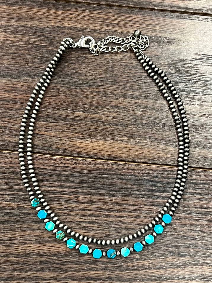 736806, Handmade 16" Navajo Hexa Gemstone Necklace for wholesale by ISAC Trading Inc