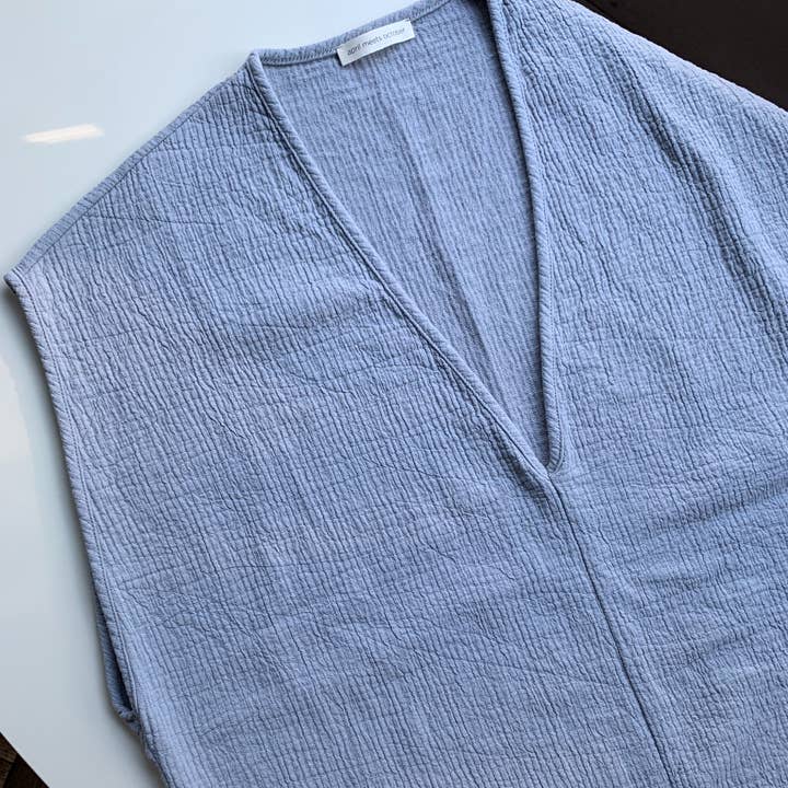 December Easy Peasy Vest Blue Gray for wholesale by April Meets October