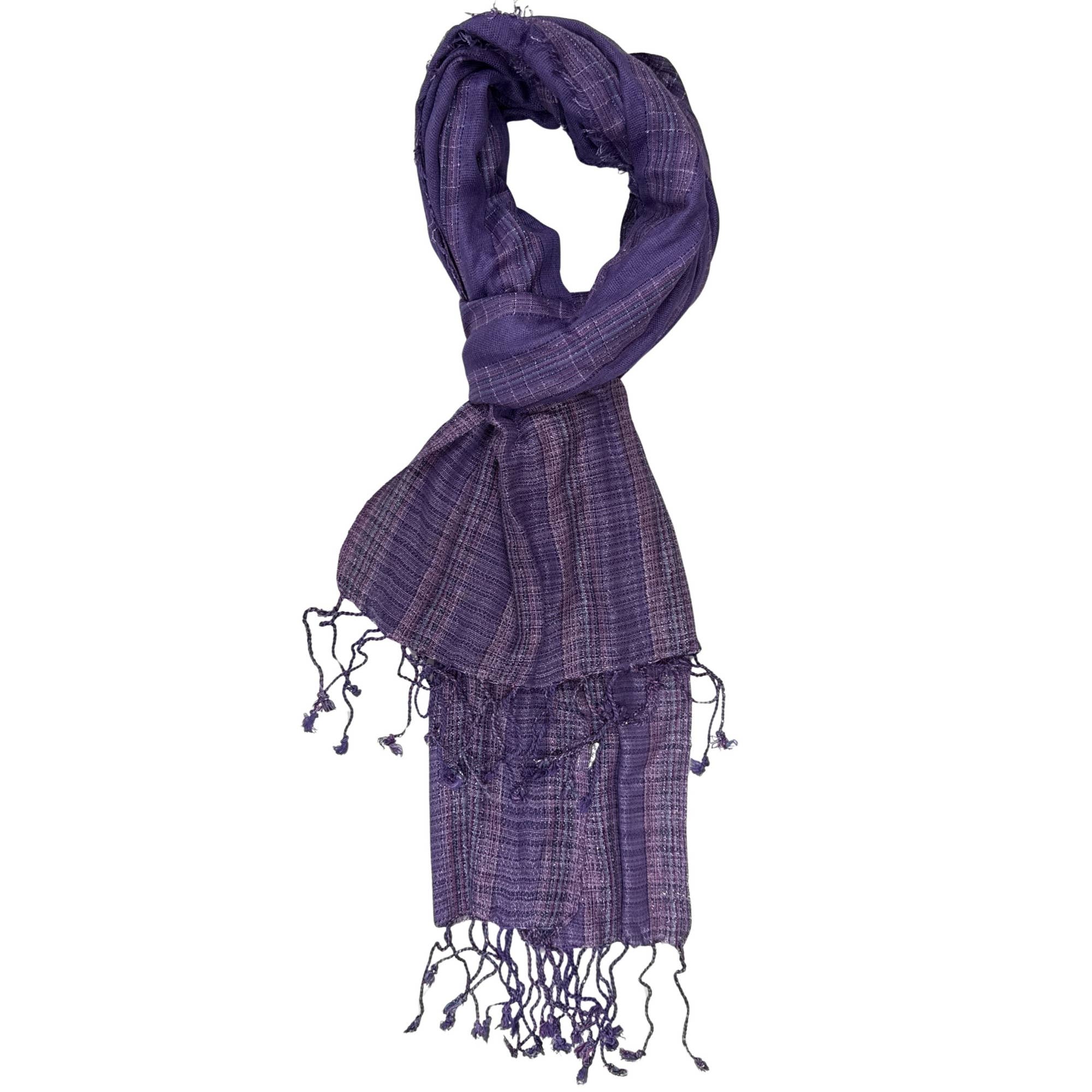 Treasure Jewelry - Wholesale Scarf - Women's - Hand-Loomed Viscose-Blend Tassel Scarf – Plaid & Striped7