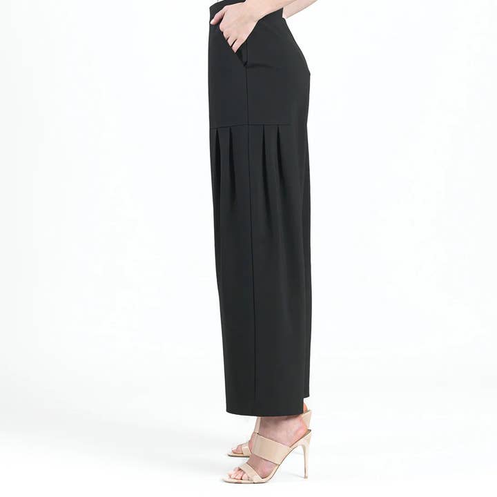 Clara Sunwoo - Wholesale Pants - Women's - PT70RA - Rayon-Ponte Knit - Pleated Wide Leg Pocket Pant1