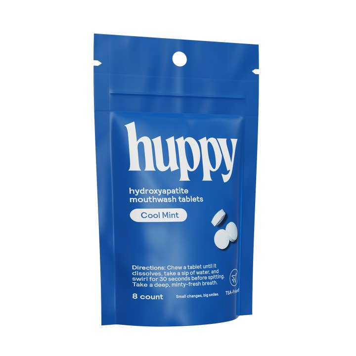 Comprimés de bain de bouche sans fluorure | Menthe fraîche | Échantillon de 8 unités pour la vente par Huppy