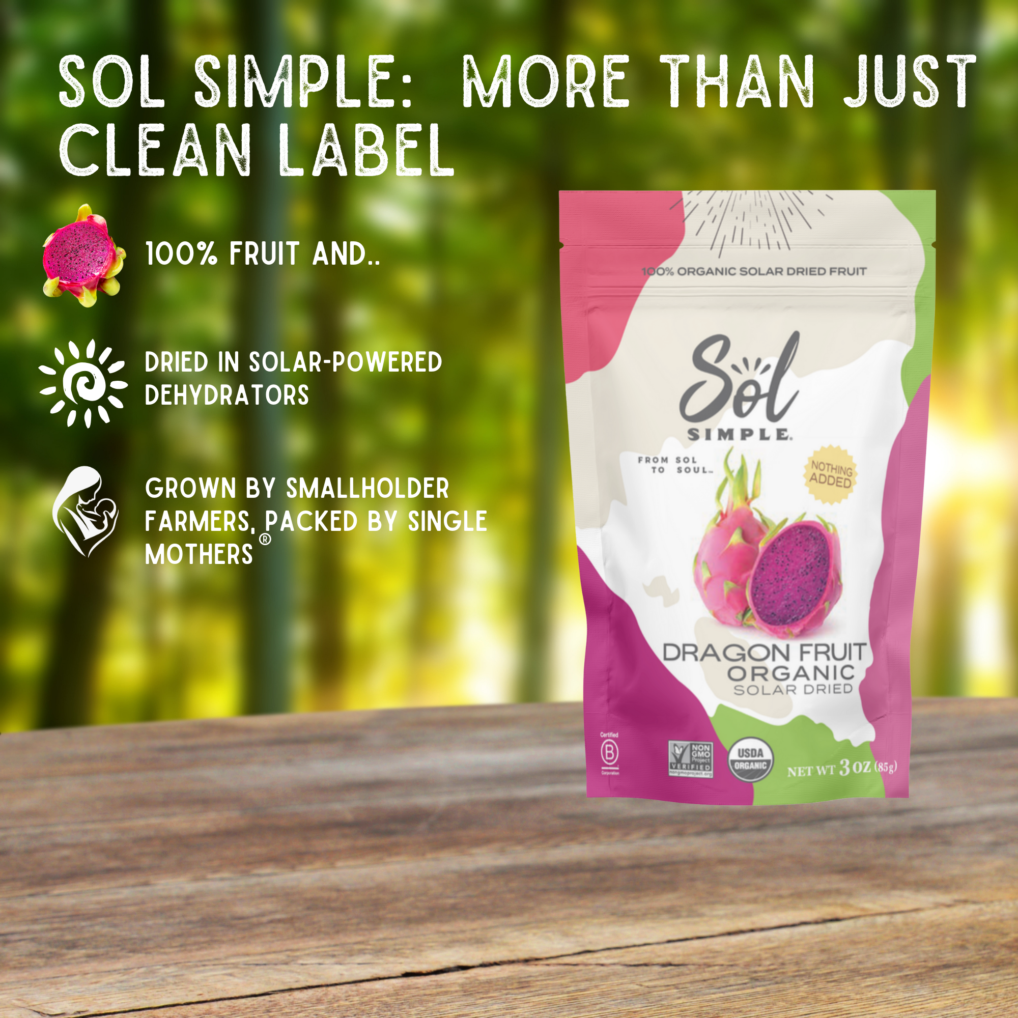 Sol Simple - Wholesale Dried/Dehydrated Fruit - Organic Solar Dried Dragon Fruit2