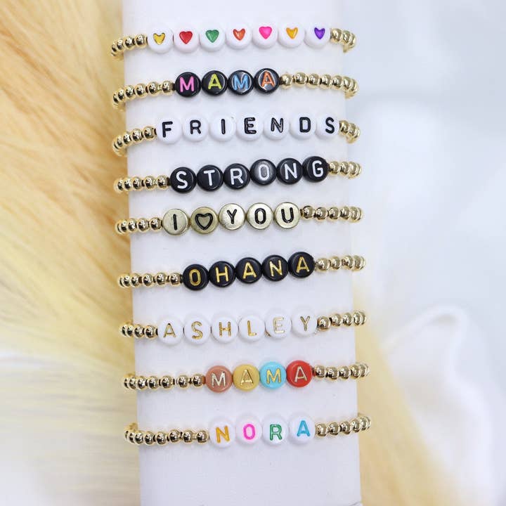 Anita's Accesorios - Wholesale Beaded Bracelet - Custom gold bead name bracelet camp friendship bracelet