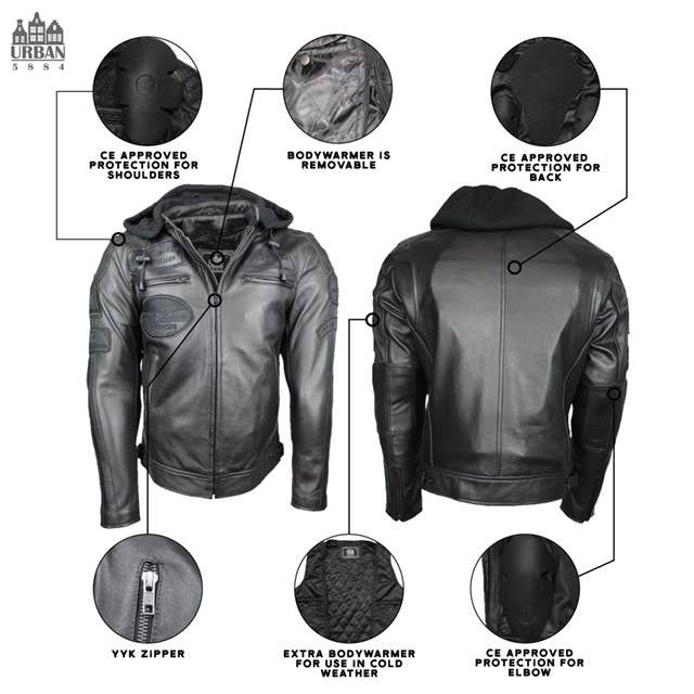 Urban 5884 Amsterdam | Leather jackets - Vendita all'ingrosso Giacca in pelle - Uomo - URBAN 5884 - GIACCA MOTO UOMO FIFTY EIGHT6