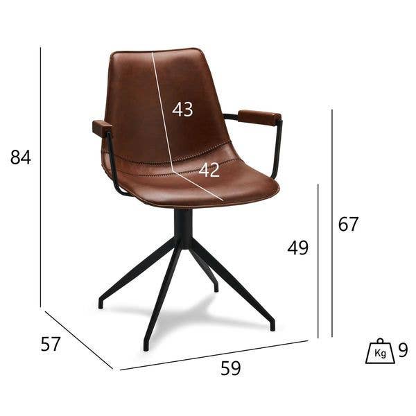 Ensemble de 2 chaises de salle à manger marron clair avec accoudoirs Isabel pour la vente par Furnhouse