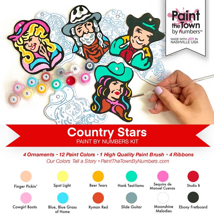 Country Stars Ornaments / Die Cut Paint by Number for wholesale by Paint the Town by Numbers
