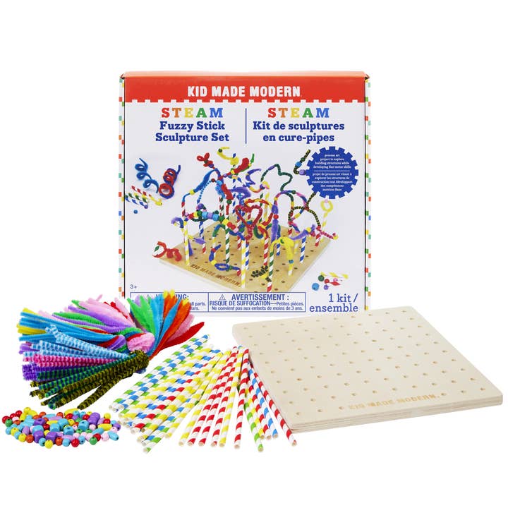 Kid Made Modern - Wholesale DIY Craft Kit - Kids - STEAM - Fuzzy Stick Sculpture Set