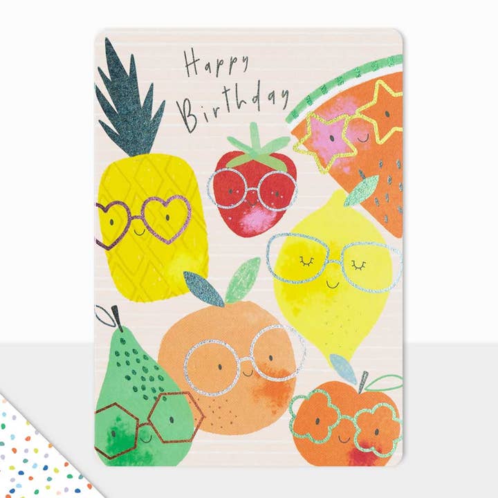 Goodies Happy Birthday Funky Fruit for wholesale by Laura Darrington Design Ltd