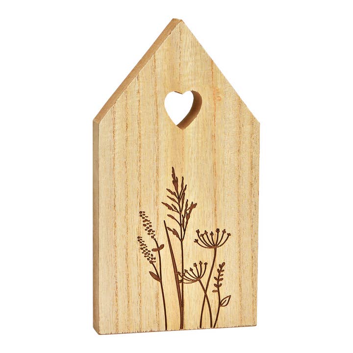 Wurm - Wholesale Decorative Figurine - House flower meadow decor made of natural wood (W/H/D) 12x23x2cm