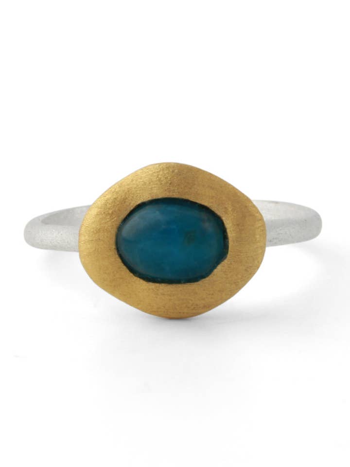 Anello in argento con apatite, placcato in oro 18 carati per la vendita all'ingrosso da parte di Campur GmbH