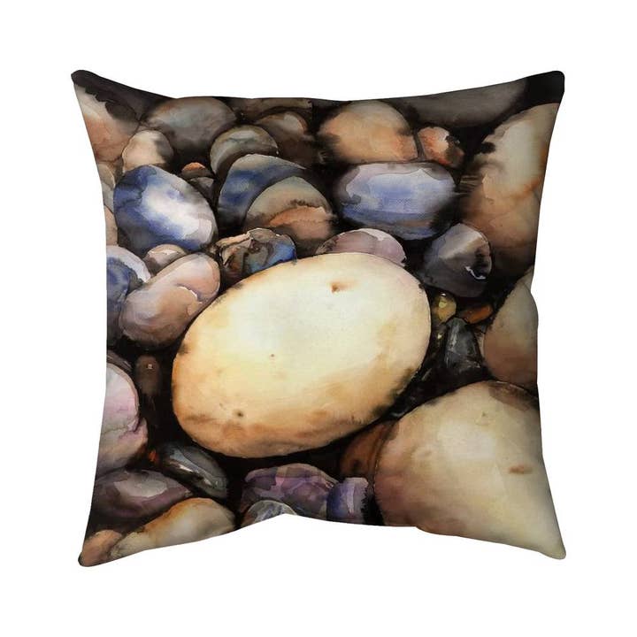 Beach Pebbles Spiritual Pillow | Shapes Landscapes Decor for wholesale by BEGIN HOME DECOR