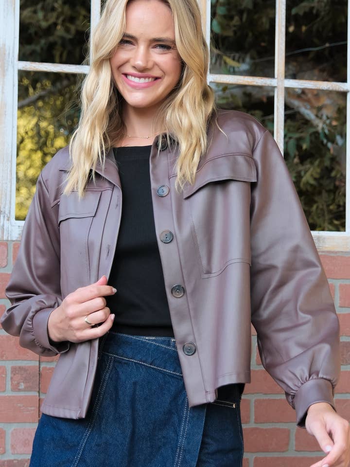 Veste utilitaire en similicuir-LJ9735 pour la vente par Nicabel