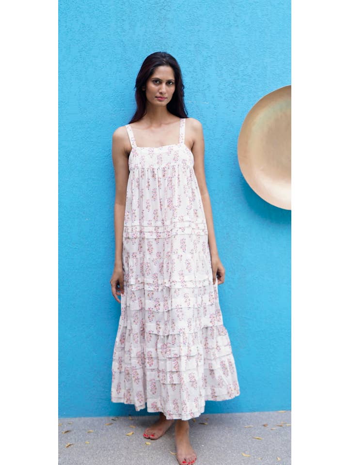 La Mandarine - Wholesale Dress - Women's - Maxi dress, floaty cotton summer tiered maxi dress
