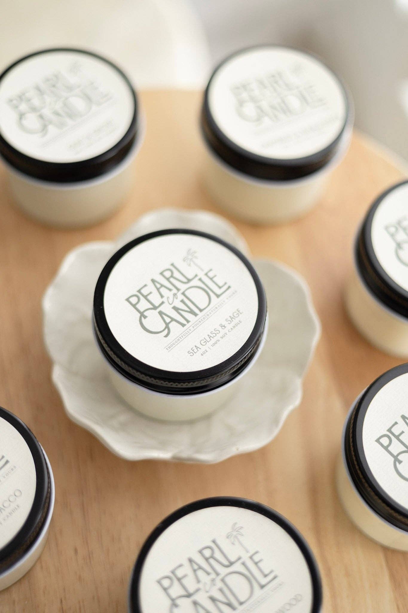 Pearl Candle Co. - Wholesale Jar/Filled Candle - Sea Glass & Sage Candle0