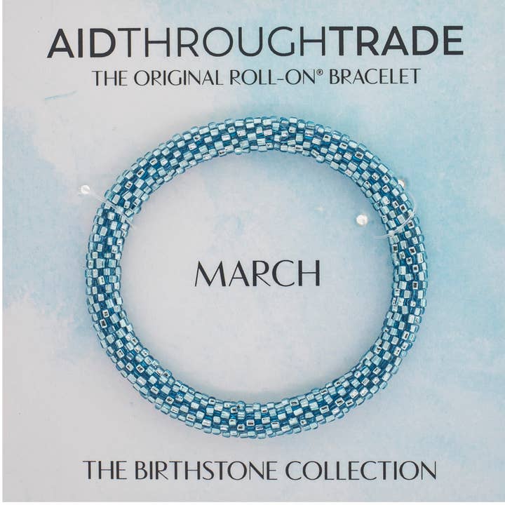 Aid Through Trade - Wholesale Beaded Bracelet - 💎 Roll-On® March Birthstone Bracelet