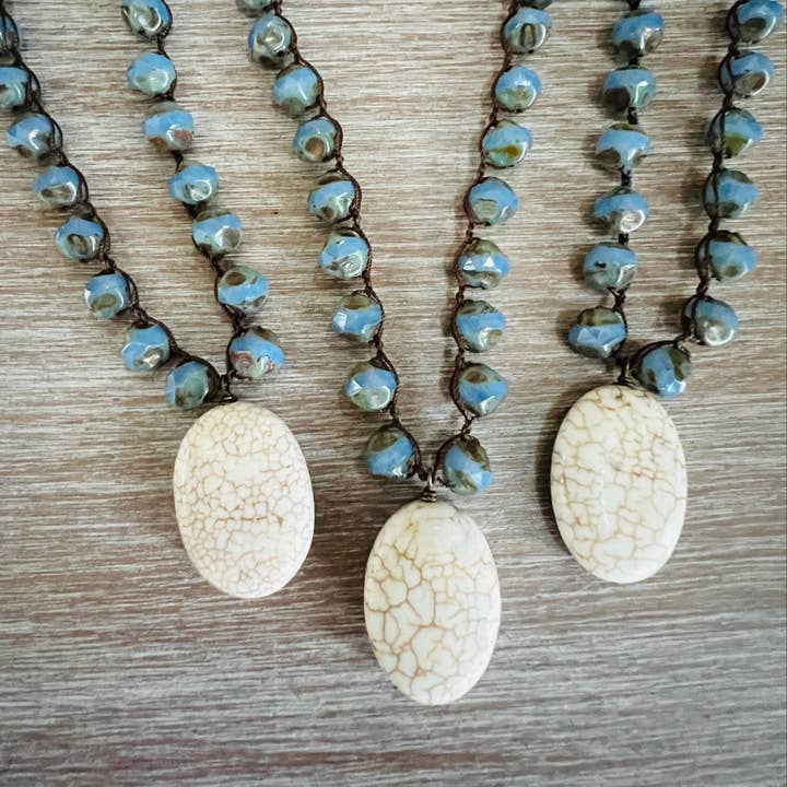 Breakwater Beach Necklace with Crystal and Magnesite Stone for wholesale by Twist Style