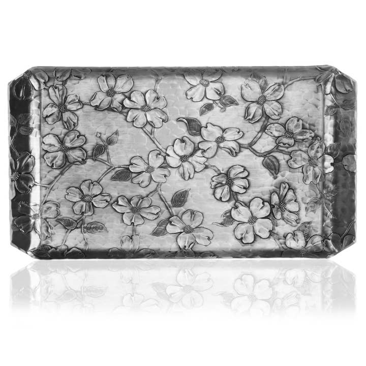 Dogwood Hostess Metal Entertaining Tray for wholesale by Wendell August