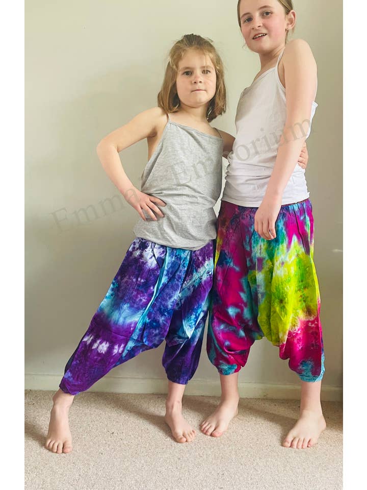 Emma's Emporium - Wholesale Trousers – Kids - Children's Tie Dye Drop Crotch Harem Trousers4