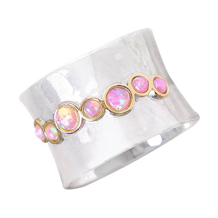 Zoey Simmons - Wholesale Multi-Stone Ring - Created Opal Band Ring - SF0