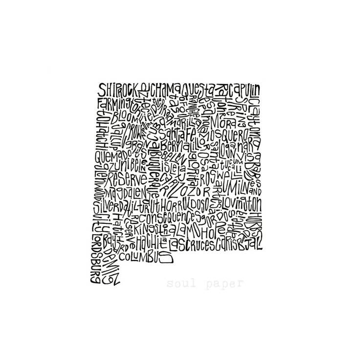 New Mexico Karte für den Großhandel von Soul Paper
