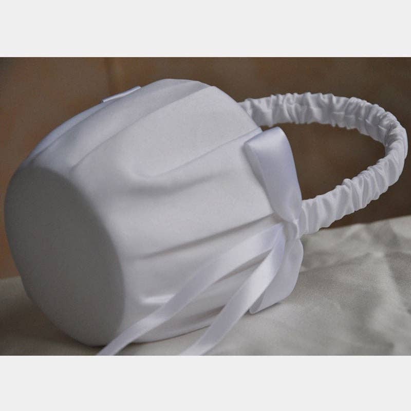 VIGOR - Wholesale Basket - Plain satin knotted flower girl basket wedding floral wedding accessories decoration for bride(10 Pack)3