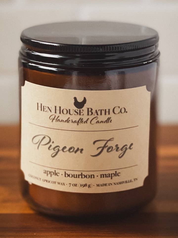 Pigeon Forge - Apple + Bourbon + Maple Candle for wholesale by Hen House Bath Co., LLC