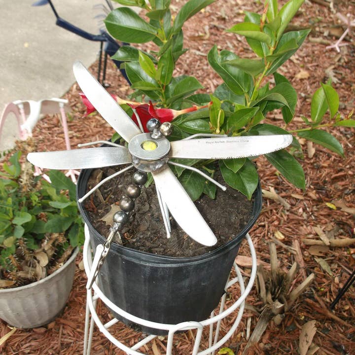 Yellow Dragonfly Metal Sculpture, Garden Stake or magnet for wholesale by Creations Welded