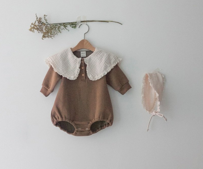 peekaboo - Wholesale Rompertje - Baby - Vintage rompertje met fleecekraag voor babymeisjes Baby FW Rompertje0