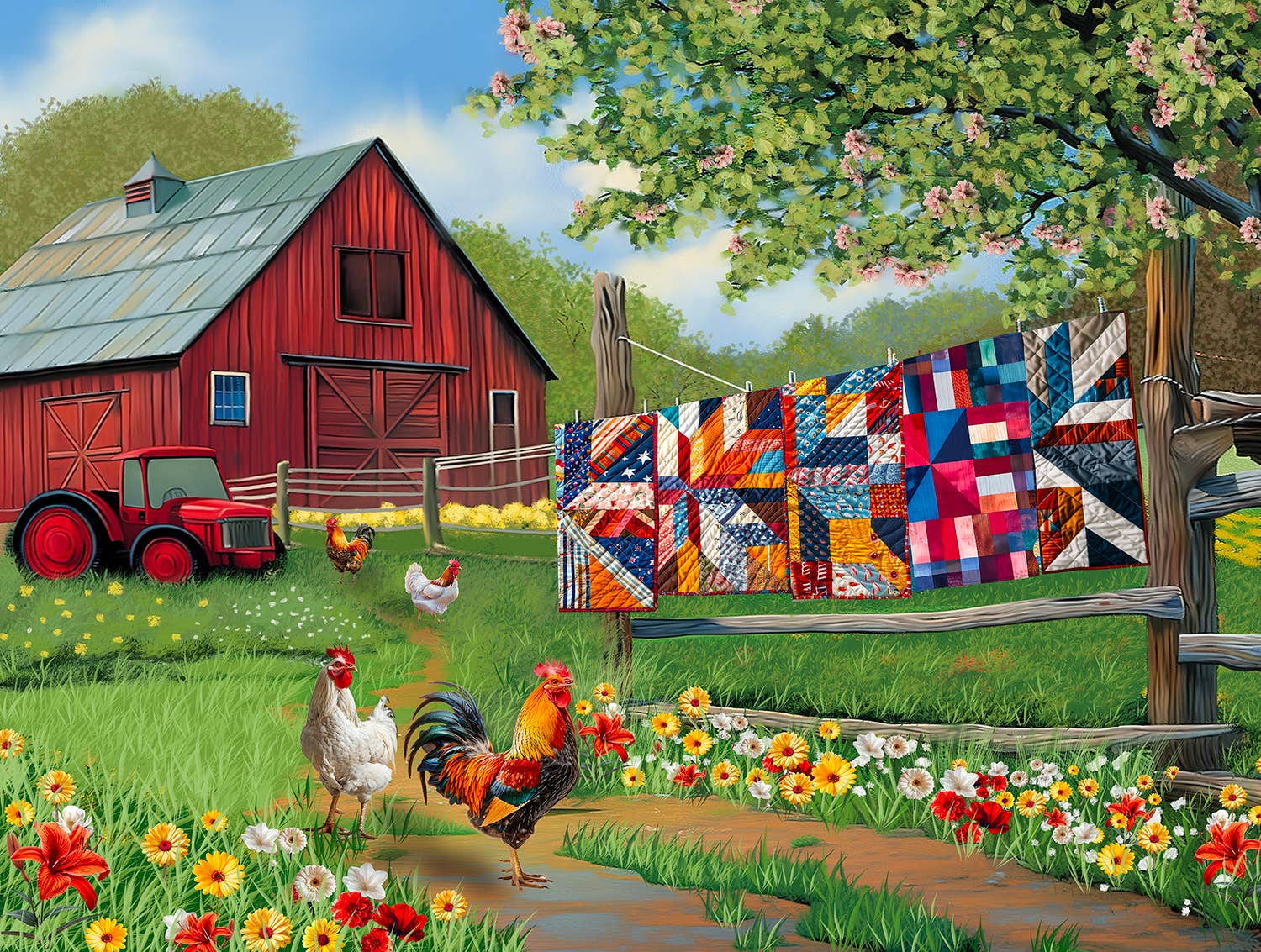 SunsOut - Wholesale Puzzle - Adult - 1287 Quilts on the Farm 500 pc Puzzle0
