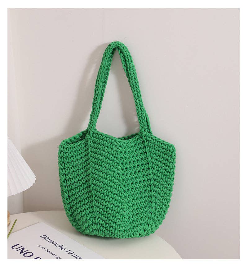 Dipped Shop - Wholesale Beach Bag - Solid Color Simple Woven Knit Handbag DPB17231
